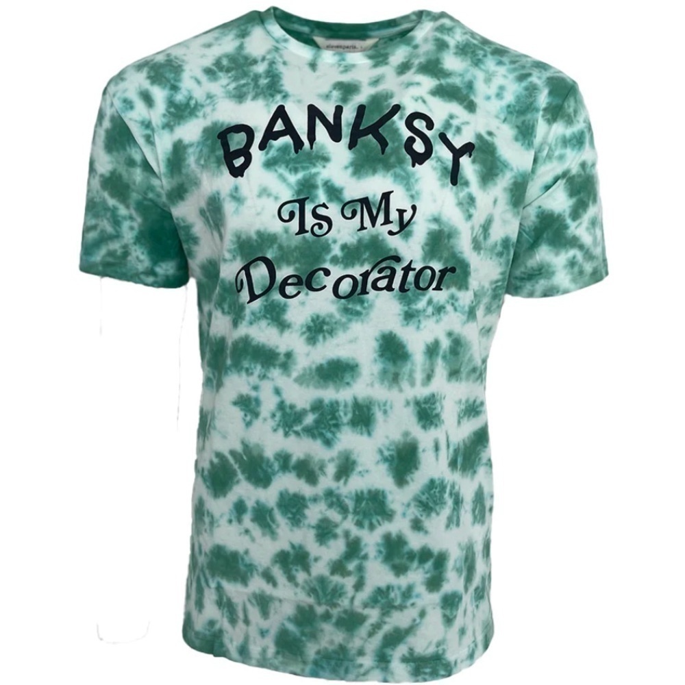 ELEVEN PARIS BANKSY IS MY DECORATOR KNIT TIE DYE SHORT SLEEVE seafoam Medium
